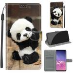 For Samsung Galaxy S10 Voltage Colored Drawing Magnetic Clasp Horizontal Flip PU Leather Case with Holder & Card Slots(C18 Wood Board Panda)
