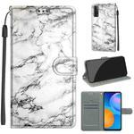 For Huawei P Smart 2021 / Y7a Voltage Colored Drawing Magnetic Clasp Horizontal Flip PU Leather Case with Holder & Card Slots(C01 White Marble)