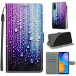 For Huawei P Smart 2021 / Y7a Voltage Colored Drawing Magnetic Clasp Horizontal Flip PU Leather Case with Holder & Card Slots(C05 Purple Blue Water Drops)