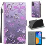 For Huawei P Smart 2021 / Y7a Voltage Colored Drawing Magnetic Clasp Horizontal Flip PU Leather Case with Holder & Card Slots(C16 Water Drop Six Petal Flower)