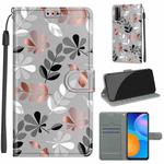 For Huawei P Smart 2021 / Y7a Voltage Colored Drawing Magnetic Clasp Horizontal Flip PU Leather Case with Holder & Card Slots(C19 Material Flower)