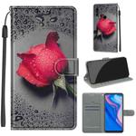 For Huawei P Smart Z / Y9 Prime / 9X / 9X Pro Voltage Colored Drawing Magnetic Clasp Horizontal Flip PU Leather Case with Holder & Card Slots(C14 Black Water Drop Rose)