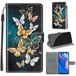For Huawei P Smart Z / Y9 Prime / 9X / 9X Pro Voltage Colored Drawing Magnetic Clasp Horizontal Flip PU Leather Case with Holder & Card Slots(C20 Gold Silver Flying Butterflies)