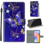 For Honor 10X Lite Voltage Colored Drawing Magnetic Clasp Horizontal Flip PU Leather Case with Holder & Card Slots(C11 Blue Golden Chain Butterflies)