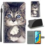 For Huawei P30 Lite Voltage Colored Drawing Magnetic Clasp Horizontal Flip PU Leather Case with Holder & Card Slots(C02 Fork Hand White Claw Cat)