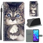 For Huawei Y5 2019 / Honor 8S Voltage Colored Drawing Magnetic Clasp Horizontal Flip PU Leather Case with Holder & Card Slots(C02 Fork Hand White Claw Cat)