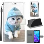 For Huawei Y5 2019 / Honor 8S Voltage Colored Drawing Magnetic Clasp Horizontal Flip PU Leather Case with Holder & Card Slots(C15 Blue Sweater White Cat)
