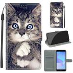 For Huawei Y6 2018 / Honor 7A Voltage Colored Drawing Magnetic Clasp Horizontal Flip PU Leather Case with Holder & Card Slots(C02 Fork Hand White Claw Cat)