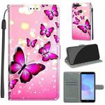 For Huawei Y6 2018 / Honor 7A Voltage Colored Drawing Magnetic Clasp Horizontal Flip PU Leather Case with Holder & Card Slots(C03 Gradient Pink Flying Butterflies)