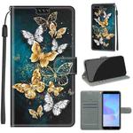 For Huawei Y6 2018 / Honor 7A Voltage Colored Drawing Magnetic Clasp Horizontal Flip PU Leather Case with Holder & Card Slots(C20 Gold Silver Flying Butterflies)