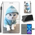 For Honor 8X Voltage Colored Drawing Magnetic Clasp Horizontal Flip PU Leather Case with Holder & Card Slots(C15 Blue Sweater White Cat)