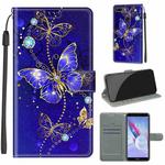 For Honor 9 Lite Voltage Colored Drawing Magnetic Clasp Horizontal Flip PU Leather Case with Holder & Card Slots(C11 Blue Golden Chain Butterflies)