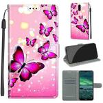 For Nokia 2.3 Voltage Colored Drawing Magnetic Clasp Horizontal Flip PU Leather Case with Holder & Card Slots(C03 Gradient Pink Flying Butterflies)