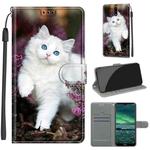 For Nokia 2.3 Voltage Colored Drawing Magnetic Clasp Horizontal Flip PU Leather Case with Holder & Card Slots(C08 Flower Bush Big White Cat)