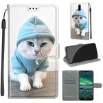For Nokia 2.3 Voltage Colored Drawing Magnetic Clasp Horizontal Flip PU Leather Case with Holder & Card Slots(C15 Blue Sweater White Cat)