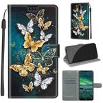 For Nokia 2.3 Voltage Colored Drawing Magnetic Clasp Horizontal Flip PU Leather Case with Holder & Card Slots(C20 Gold Silver Flying Butterflies)