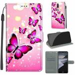 For Nokia 2.4 Voltage Colored Drawing Magnetic Clasp Horizontal Flip PU Leather Case with Holder & Card Slots(C03 Gradient Pink Flying Butterflies)