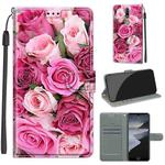For Nokia 2.4 Voltage Colored Drawing Magnetic Clasp Horizontal Flip PU Leather Case with Holder & Card Slots(C17 Green Leaf Pink Rose)