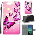 For Nokia 1.4 Voltage Colored Drawing Magnetic Clasp Horizontal Flip PU Leather Case with Holder & Card Slots(C03 Gradient Pink Flying Butterflies)