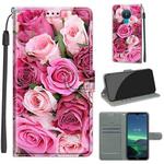 For Nokia 1.4 Voltage Colored Drawing Magnetic Clasp Horizontal Flip PU Leather Case with Holder & Card Slots(C17 Green Leaf Pink Rose)