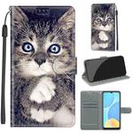 For OPPO A15 / A15s Voltage Coloured Drawing Magnetic Clasp Horizontal Flip PU Leather Case with Holder & Card Slots(C02 Fork Hand White Claw Cat)