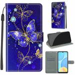 For OPPO A15 / A15s Voltage Coloured Drawing Magnetic Clasp Horizontal Flip PU Leather Case with Holder & Card Slots(C11 Blue Golden Chain Butterflies)