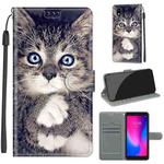 For ZTE A3 2020 Voltage Coloured Drawing Magnetic Clasp Horizontal Flip PU Leather Case with Holder & Card Slots(C02 Fork Hand White Claw Cat)