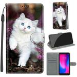For ZTE A3 2020 Voltage Coloured Drawing Magnetic Clasp Horizontal Flip PU Leather Case with Holder & Card Slots(C08 Flower Bush Big White Cat)