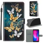For ZTE A3 2020 Voltage Coloured Drawing Magnetic Clasp Horizontal Flip PU Leather Case with Holder & Card Slots(C20 Gold Silver Flying Butterflies)