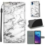 For ZTE A5 2020 Voltage Coloured Drawing Magnetic Clasp Horizontal Flip PU Leather Case with Holder & Card Slots(C01 White Marble)