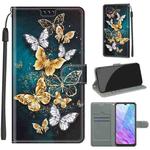 For ZTE Blade 20 Smart Voltage Coloured Drawing Magnetic Clasp Horizontal Flip PU Leather Case with Holder & Card Slots(C20 Gold Silver Flying Butterflies)