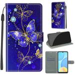 For Motorola Moto E7 Plus/G9 Play/G9 Voltage Coloured Drawing Magnetic Clasp Horizontal Flip PU Leather Case with Holder & Card Slots(C11 Blue Golden Chain Butterflies)