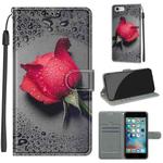 Voltage Colored Drawing Magnetic Clasp Horizontal Flip PU Leather Case with Holder & Card Slots For iPhone 6s / 6(C14 Black Water Drop Rose)