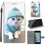 Voltage Colored Drawing Magnetic Clasp Horizontal Flip PU Leather Case with Holder & Card Slots For iPhone 6s / 6(C15 Blue Sweater White Cat)
