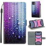 For iPhone 11 Voltage Colored Drawing Magnetic Clasp Horizontal Flip PU Leather Case with Holder & Card Slots (C05 Purple Blue Water Drops)