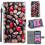 For iPhone 11 Voltage Colored Drawing Magnetic Clasp Horizontal Flip PU Leather Case with Holder & Card Slots (C06 Red Lip Chocolate)