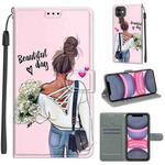 For iPhone 11 Voltage Colored Drawing Magnetic Clasp Horizontal Flip PU Leather Case with Holder & Card Slots (C09 Hug Flower)