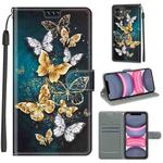 For iPhone 11 Voltage Colored Drawing Magnetic Clasp Horizontal Flip PU Leather Case with Holder & Card Slots (C20 Gold Silver Flying Butterflies)