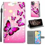 For iPhone 11 Pro Max Voltage Colored Drawing Magnetic Clasp Horizontal Flip PU Leather Case with Holder & Card Slots (C03 Gradient Pink Flying Butterflies)