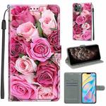 For iPhone 11 Pro Max Voltage Colored Drawing Magnetic Clasp Horizontal Flip PU Leather Case with Holder & Card Slots (C17 Green Leaf Pink Rose)