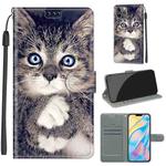 For iPhone 12 Pro Max Voltage Colored Drawing Magnetic Clasp Horizontal Flip PU Leather Case with Holder & Card Slots(C02 Fork Hand White Claw Cat)