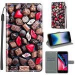 For iPhone SE 2022 / SE 2020 / 8 / 7 Voltage Colored Drawing Magnetic Clasp Horizontal Flip PU Leather Case with Holder & Card Slots(C06 Red Lip Chocolate)