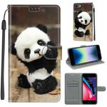 For iPhone SE 2022 / SE 2020 / 8 / 7 Voltage Colored Drawing Magnetic Clasp Horizontal Flip PU Leather Case with Holder & Card Slots(C18 Wood Board Panda)