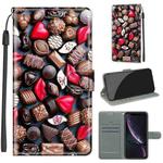 For iPhone XR Voltage Colored Drawing Magnetic Clasp Horizontal Flip PU Leather Case with Holder & Card Slots(C06 Red Lip Chocolate)