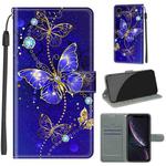 For iPhone XR Voltage Colored Drawing Magnetic Clasp Horizontal Flip PU Leather Case with Holder & Card Slots(C11 Blue Golden Chain Butterflies)