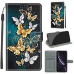 For iPhone XR Voltage Colored Drawing Magnetic Clasp Horizontal Flip PU Leather Case with Holder & Card Slots(C20 Gold Silver Flying Butterflies)