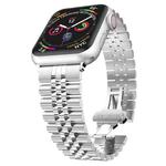 Man Five Beads Stainless Steel Watch Band, Width: 22mm For Apple Watch Series 8&7 41mm / SE 2&6&SE&5&4 40mm / 3&2&1 38mm(Silver)