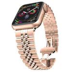 Man Five Beads Stainless Steel Watch Band, Width: 22mm For Apple Watch Series 8&7 41mm / SE 2&6&SE&5&4 40mm / 3&2&1 38mm(Rose Gold)