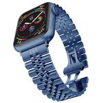 Man Five Beads Stainless Steel Watch Band, Width: 22mm For Apple Watch Series 8&7 41mm / SE 2&6&SE&5&4 40mm / 3&2&1 38mm(Blue)