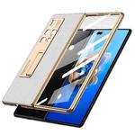 For Huawei Mate X2 GKK Foldable Plating Leather + Glass Full Coverage Case(Elegant White)